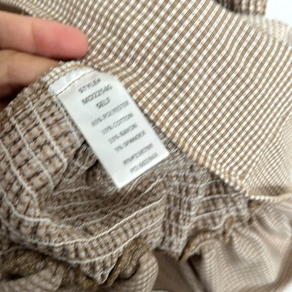 Pinkblush Mocha Gingham Print Smocked Fitted Self-Tie Maternity Midi Dress Small - Picture 12 of 13